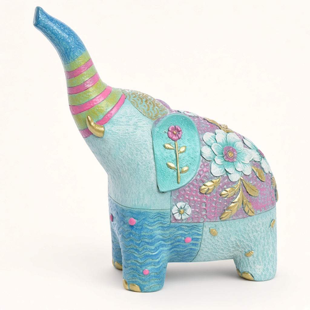 Flora Patch Elephant, Tall, three-quarter view