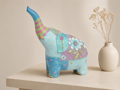 Flora Patch Elephant, Tall on a limestone console