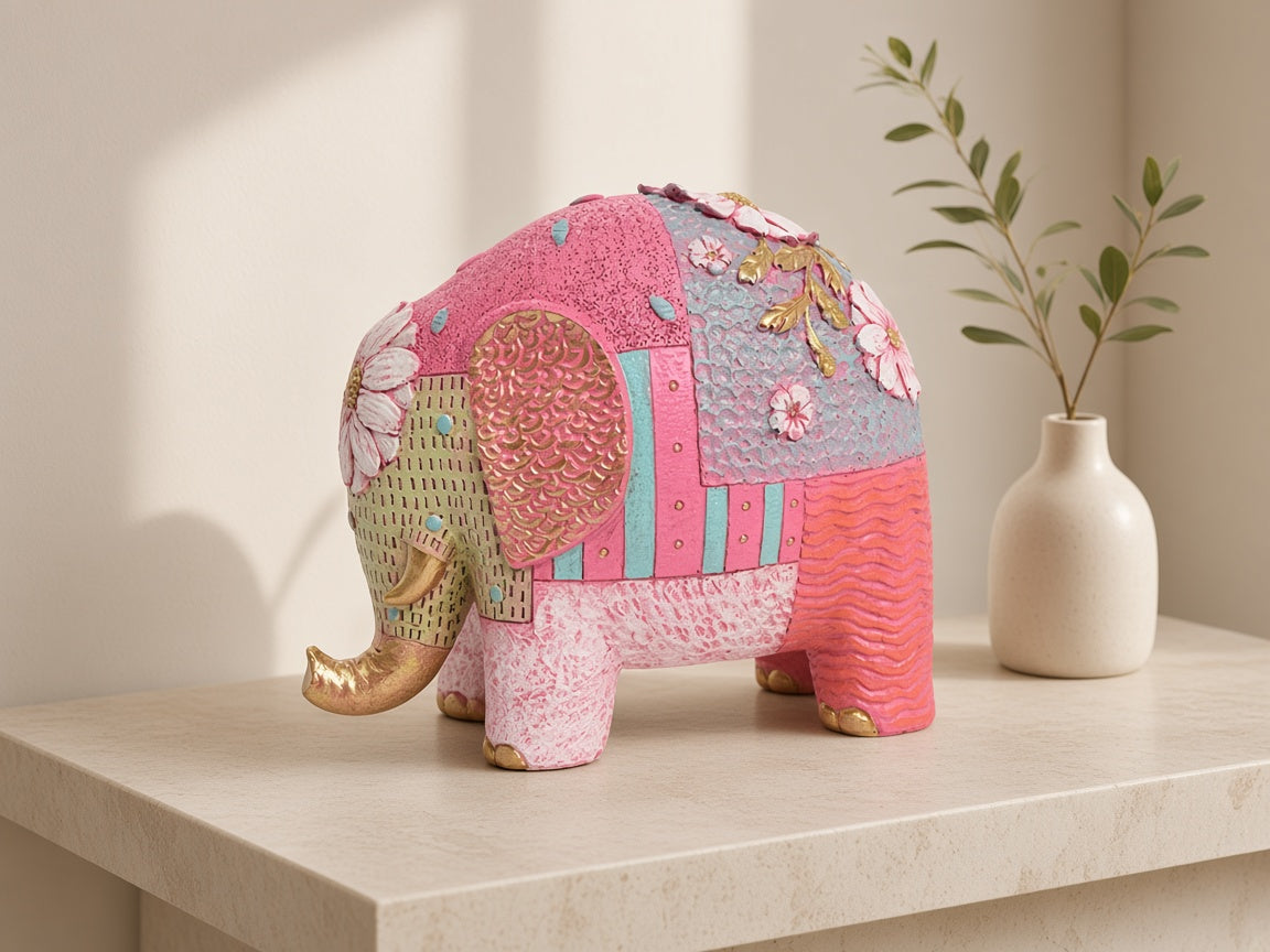 Flora Patch Elephant on a limestone console