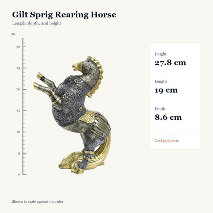 Gilt Sprig Rearing Horse, size guide