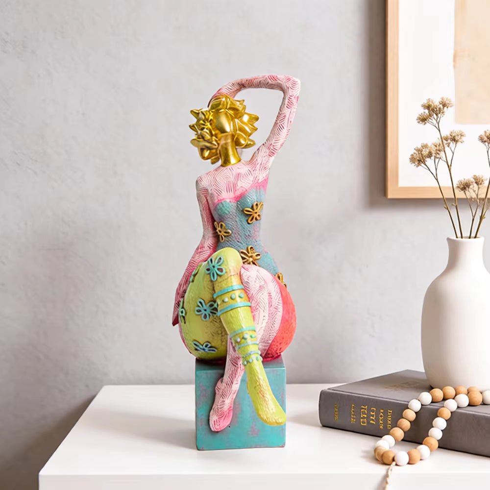 Lady Figurine Art Deco Colorful Resin 14x8.8x25.2cm HX05S113