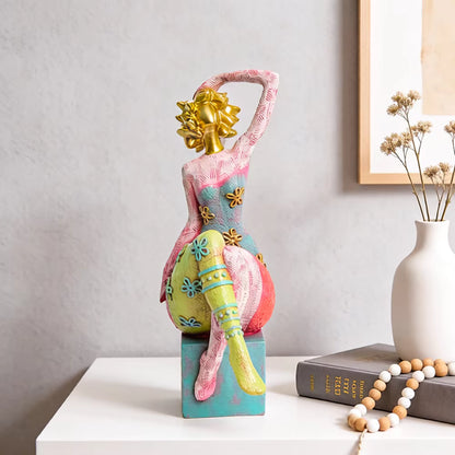 Lady Figurine Art Deco Colorful Resin 14x8.8x25.2cm HX05S113