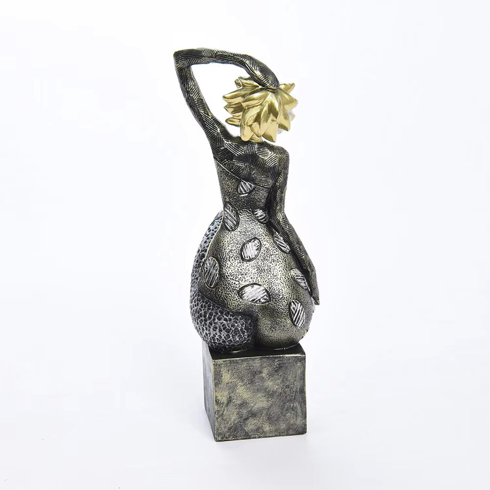 Lady Figurine Art Deco Colorful Resin 14x8.8x25.2cm HX05S113
