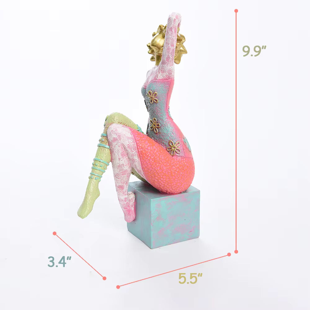 Lady Figurine Art Deco Colorful Resin 14x8.8x25.2cm HX05S113
