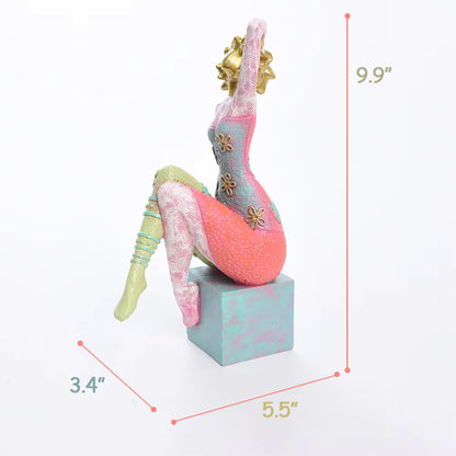 Lady Figurine Art Deco Colorful Resin 14x8.8x25.2cm HX05S113