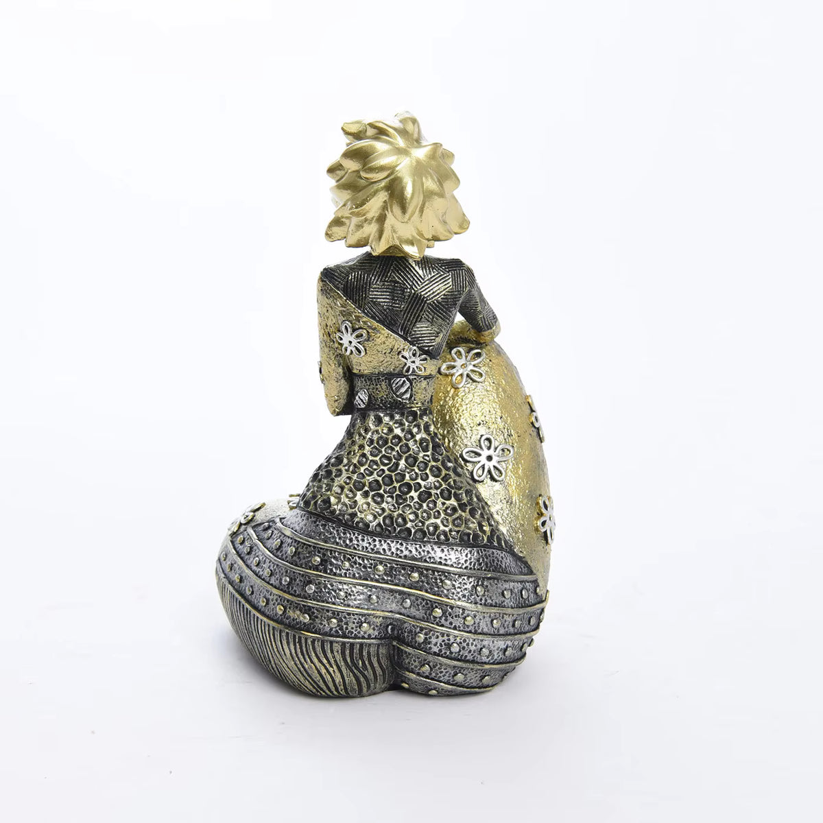Lady Figurine Art Deco Floral Resin 12.5x11.8x19.6cm HX05S115