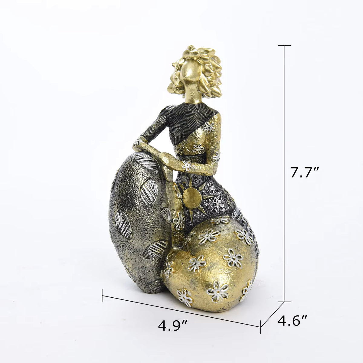 Lady Figurine Art Deco Floral Resin 12.5x11.8x19.6cm HX05S115