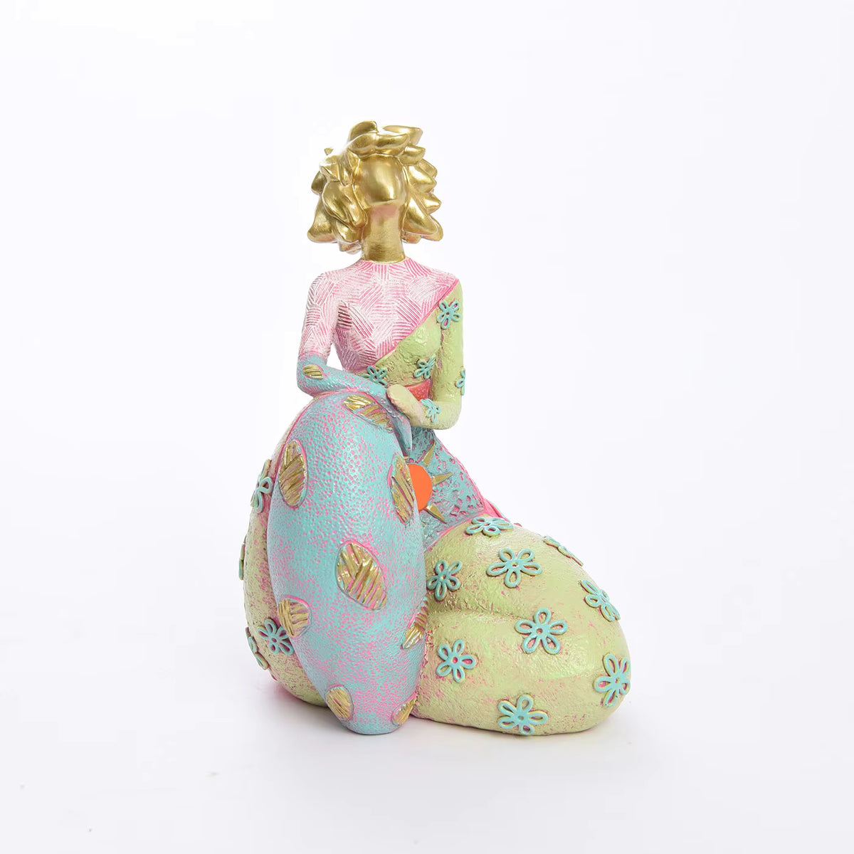 Lady Figurine Art Deco Floral Resin 12.5x11.8x19.6cm HX05S115