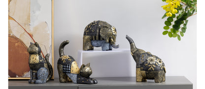 Gilt Sprig Seated Cat on a console