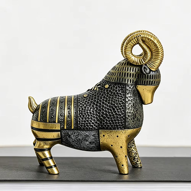 Ram Figurine Art Deco Retro Resin 21x8x21.5cm HX05S144