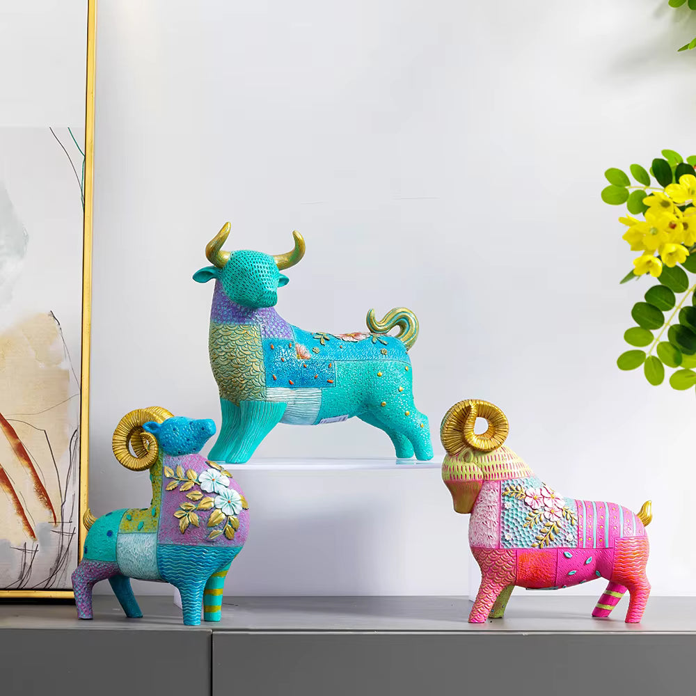 Ram Figurine Art Deco Retro Resin 21x8x21.5cm HX05S144