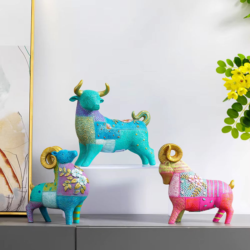Ram Figurine Art Deco Retro Resin 21x8x21.5cm HX05S144