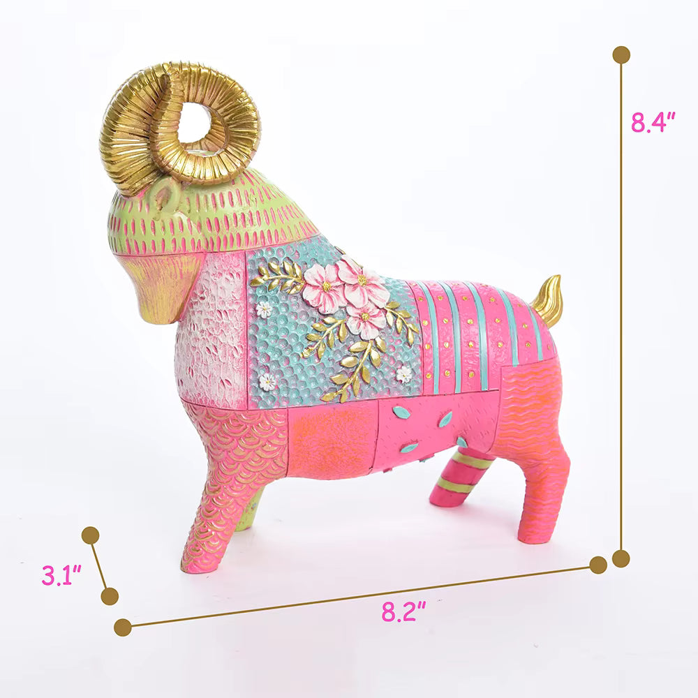 Ram Figurine Art Deco Retro Resin 21x8x21.5cm HX05S144