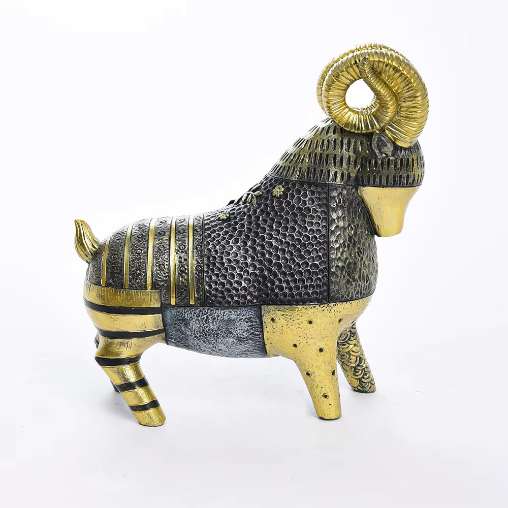 Ram Figurine Art Deco Retro Resin 21x8x21.5cm HX05S144