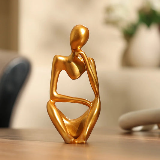 Thinker Figurine Modern Glam Gold Resin 6x5x12cm