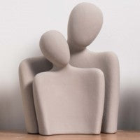 Together ceramic bust couple, two-piece set with a sandstone-like matte surface